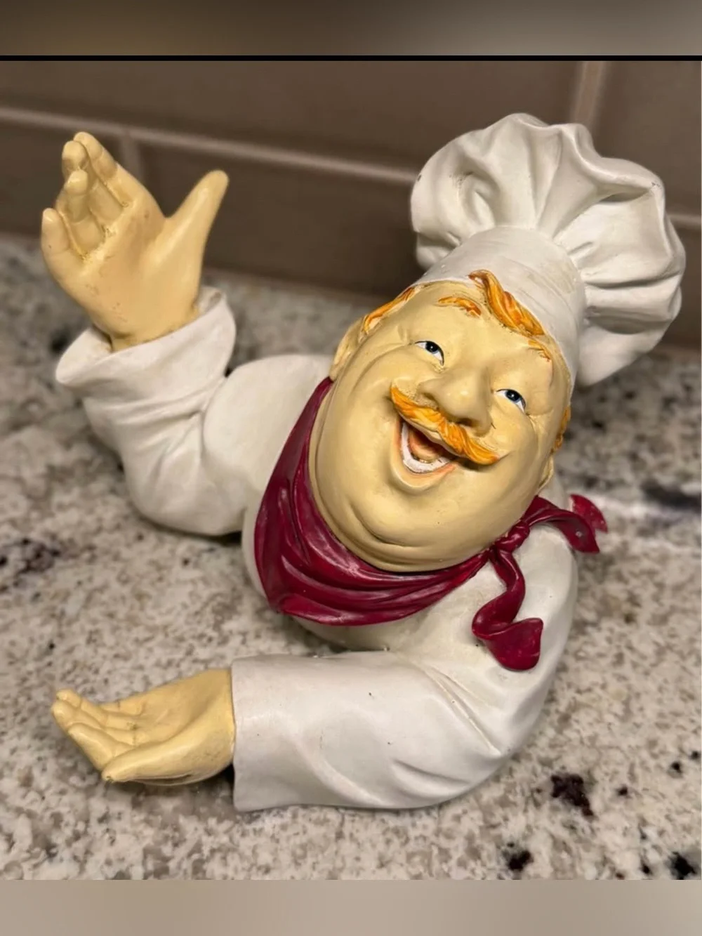 Vintage Chef Wine Bottle Holder Resin Italian Kitchen Bar Decor